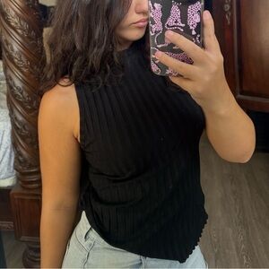 Black Ribbed Tank Top